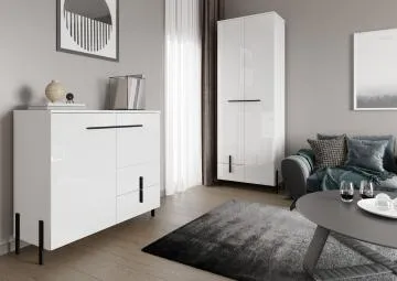 Szafa JUSTINE 2D2S biała/biały połysk