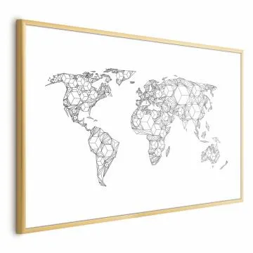 Plakat Geometryczna mapa 60x40 cm z ramą złotą z marginesem