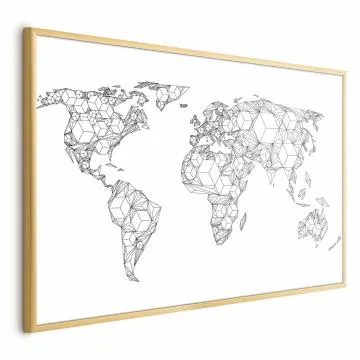 Plakat Geometryczna mapa 60x40 cm z ramą złotą bez marginesu