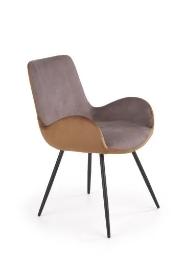 Krzesło tapicerowane K392 VELVET ciemno szare/brązowe