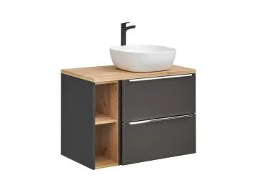 Szafka pod umywalkę CAPRI 820 + CAPRI 810 80 cm czarna mat zestaw z blatem