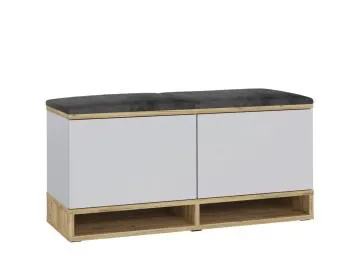 Szafka na buty z siedziskiem DUBAI biała/dąb craft/szara