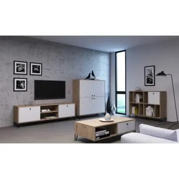 Komoda BILBAO 123 4D dąb artisan/biały mat