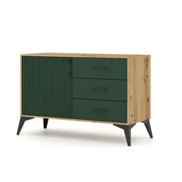 Komoda LUGO 1D3S 112cm dąb artisan/zielony mat