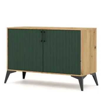 Komoda LUGO 2D 112cm dąb artisan/zielony mat