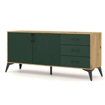 Komoda LUGO 2D3S 164cm dąb artisan/zielony mat