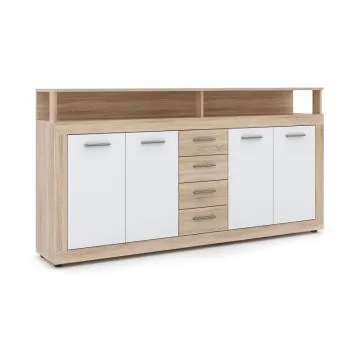 Komoda LUNA XXL 4D4S 190cm dąb sonoma/biała