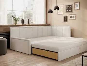 Sofa rozkładana z funkcją spania FULGEO kremowa prawa