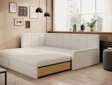 Sofa rozkładana z funkcją spania FULGEO kremowa lewa