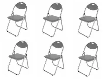 Zestaw krzeseł tapicerowanych JUNO szare/srebrne składane 6szt.