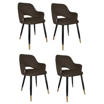 Zestaw krzeseł NAPO VELVET GOLD 4 szt. brązowe