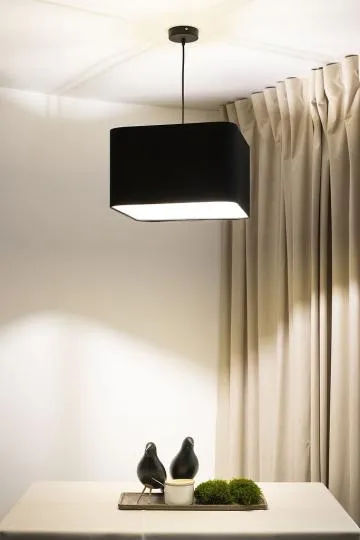 Lampa wisząca KWADRO LEN 005-40w25 czarna/beżowa