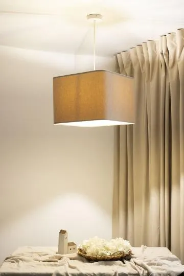 Lampa wisząca KWADRO LEN 007-40w25 jasnobeżowa