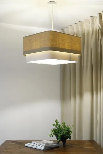 Lampa wisząca KWADRO DUO 001 51x47cm jutowa/kremowa