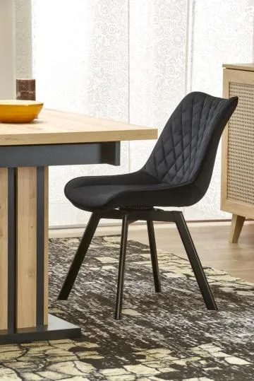 Krzesło tapicerowane K520 VELVET czarne obracane