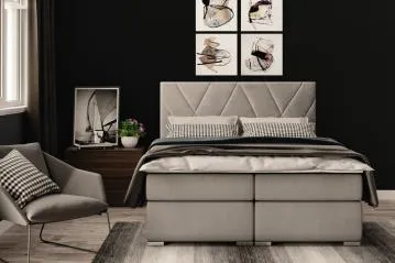 Łóżko kontynentalne MELROSE 180x200 szare velvet z pojemnikiem