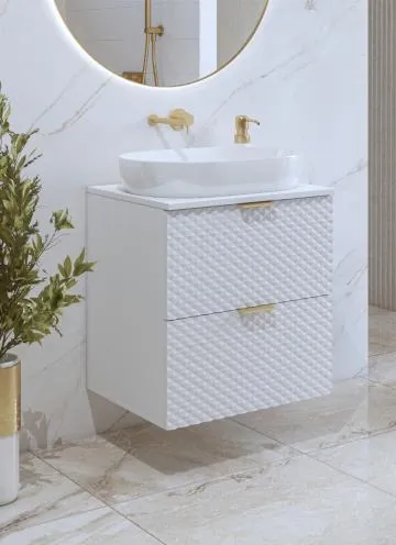Szafka pod umywalkę nablatową LAURA 2S 60cm biała mat