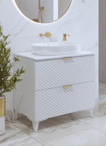 Szafka pod umywalkę nablatową LAURA 2S 80cm biała mat