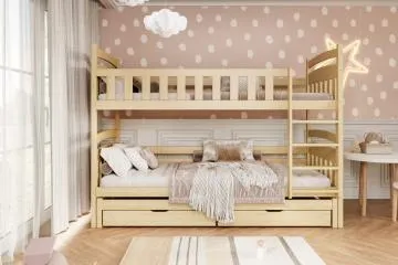 Łóżko piętrowe JULITA 160x80 sosna lakierowana drewniane