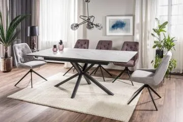Stół rozkładany LOGAN CERAMIC 160(200)x90 biały mat/czarny mat