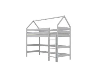 Łóżko domek na antresoli TOBI 2 200x80 białe drewniane