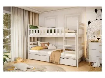 Łóżko piętrowe BARTEK 180x80 białe drewniane