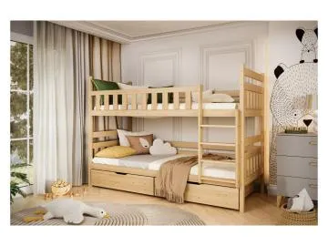 Łóżko piętrowe BARTEK 180x90 sosna lakierowana drewniane
