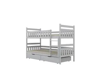 Łóżko piętrowe BARTEK 200x90 białe drewniane z szufladami