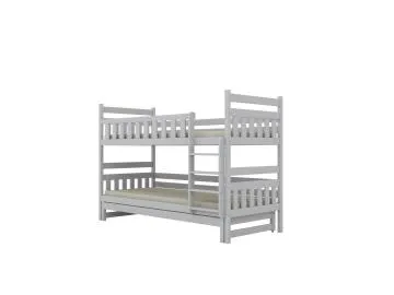Łóżko piętrowe BARTEK 180x90 białe drewniane trzyosobowe