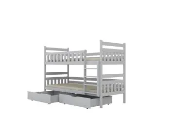 Łóżko piętrowe BARTEK 160x80 białe drewniane z szufladami