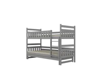 Łóżko piętrowe BARTEK 180x90 szare drewniane trzyosobowe