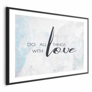 Plakat With love 90x60 cm z ramą czarną z marginesem