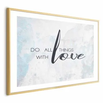 Plakat With love 90x60 cm z ramą złotą z marginesem