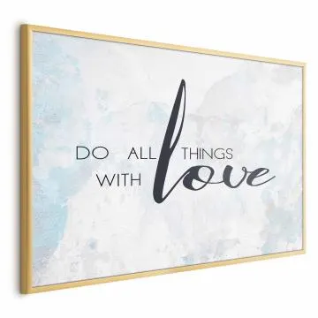 Plakat With love 90x60 cm z ramą złotą bez marginesu