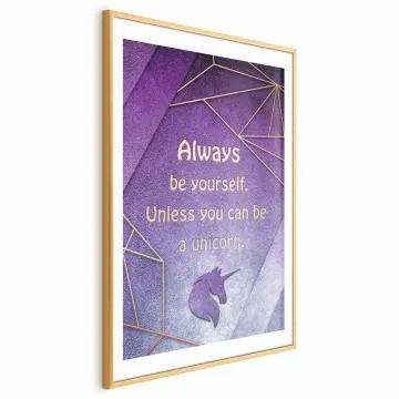 Plakat Bądź sobą 21x30 cm z ramą złotą z marginesem