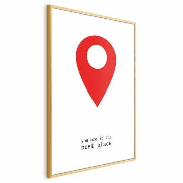 Plakat The best place 21x30 cm z ramą złotą bez marginesu