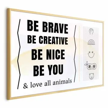 Plakat Bądź sobą 90x60 cm z ramą złotą bez marginesu
