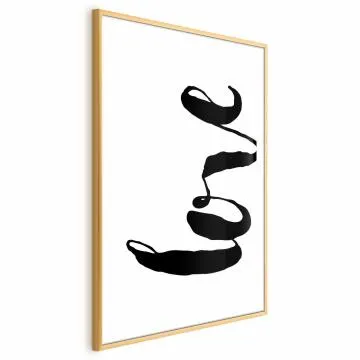 Plakat Czarne Love 21x30 cm z ramą złotą z marginesem