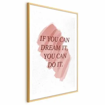 Plakat You Can Do It 21x30 cm z ramą złotą z marginesem