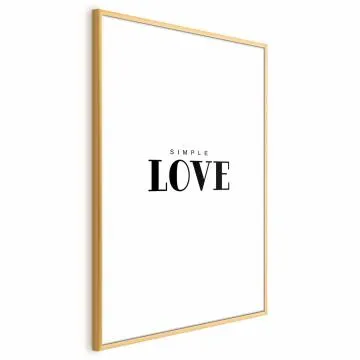 Plakat Simple Love 21x30 cm z ramą złotą z marginesem