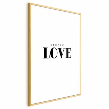 Plakat Simple Love 29,7x42 cm z ramą złotą bez marginesu