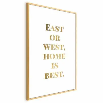 Plakat Gold Home 21x30 cm z ramą złotą z marginesem