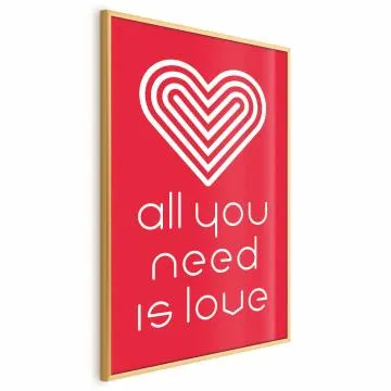 Plakat Kochajmy się 21x30 cm z ramą złotą bez marginesu