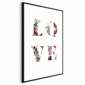 Plakat Miłość w kwiatach 40x60 cm z ramą czarną bez marginesu