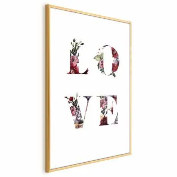 Plakat Miłość w kwiatach 40x60 cm z ramą złotą bez marginesu