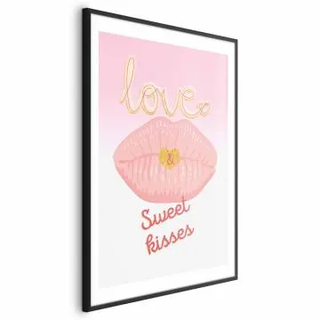 Plakat Sweet Kisses 29,7x42 cm z ramą czarną z marginesem
