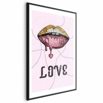 Plakat Płynne usta 29,7x42 cm z ramą czarną z marginesem