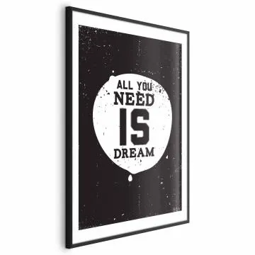 Plakat All you need 29,7 x 42 cm z ramą czarną i marginesem