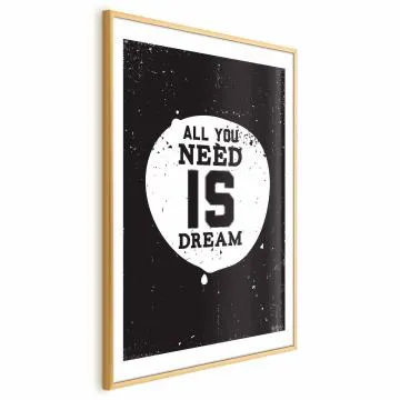 Plakat All you need 21 x 30 cm z ramą złotą i marginesem