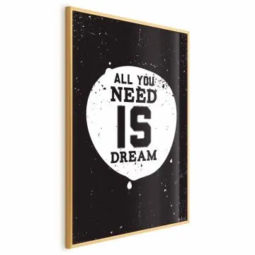 Plakat All you need 21 x 30 cm z ramą złotą bez marginesu